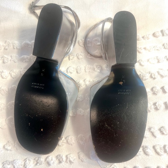 YSL — Yves Saint Laurent — Size 8 — Vintage Square Toe Silver Mesh Sandals - Picture 5 of 10